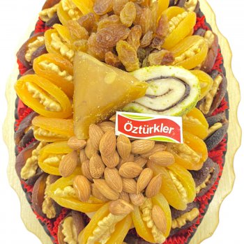 CEVİZ DOLGULU KAYISI VE GÜNKURUSU KATLI SEPET